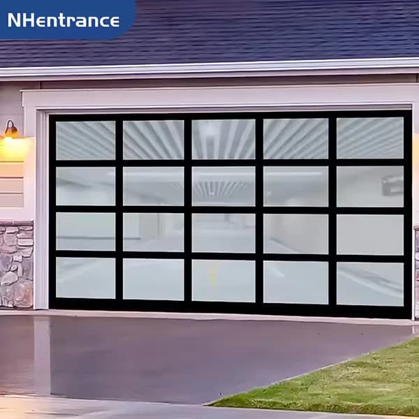 Dark frame with translucent glazed sections